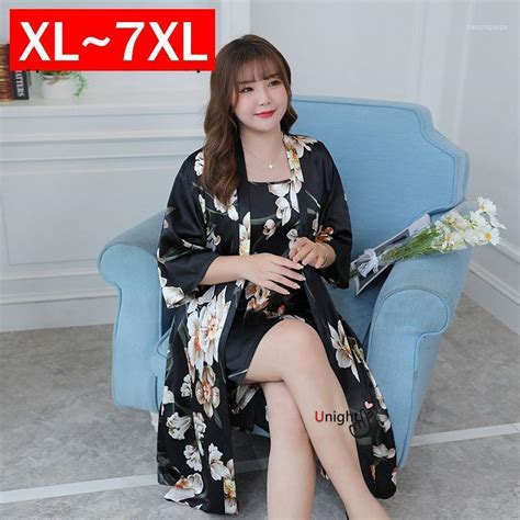 Plus Size Womens Nightgown Sexy Silk Satin Sleepwear Robes Nightgowns Night Dress Women Bath