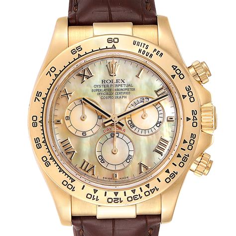 Rolex Daytona Yellow Gold Mother Of Pearl Dial Mens Watch 116518
