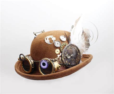 Mini Bowler With Goggles And Eye Steampunk Hat Steam Dream