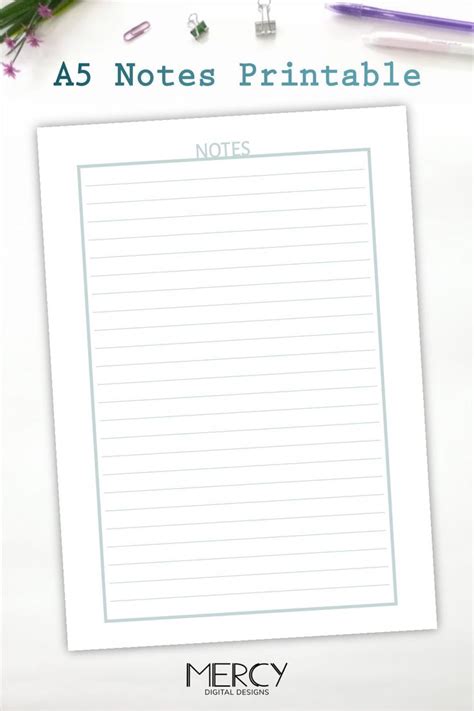 A5 Notes Printable Lined Notes Dot Grid Notes Pastel Notes Etsy