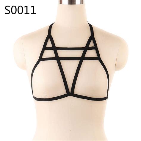 Buy Sexy Girl Hollow Out Elastic Cage Bra Bandage Strappy Halter Bra At Affordable Prices — Free