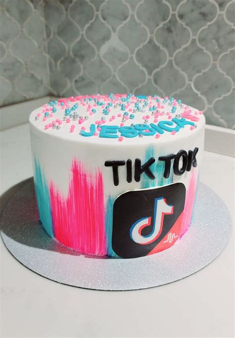 Pink And Blue Tik Tok Cake Cool Birthday Cakes Simple Birthday Cake