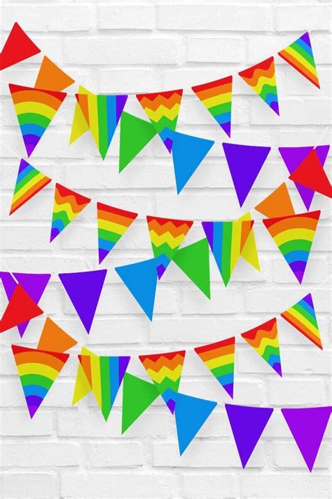 Free Printable Rainbow Bunting Flagspennants