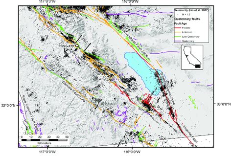 Seismicity Black Dots Along The San Jacinto Fault From Lin Et Al