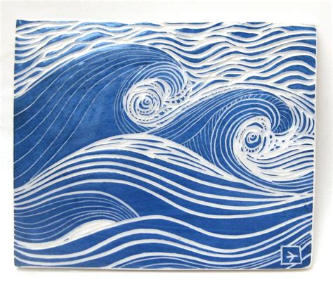 Ceramic Art Tile Ocean Waves By Crowfootstudio On Etsy