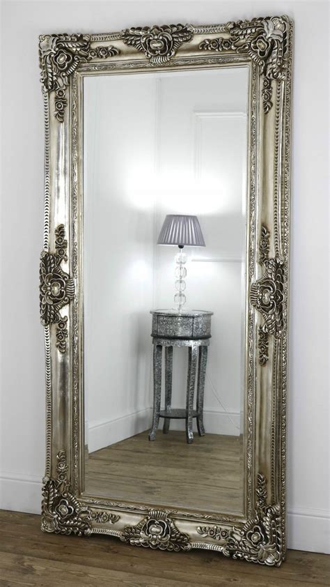 Ella Champagne Silver Ornate Leaner Vintage Floor Mirror 80 X 40 X