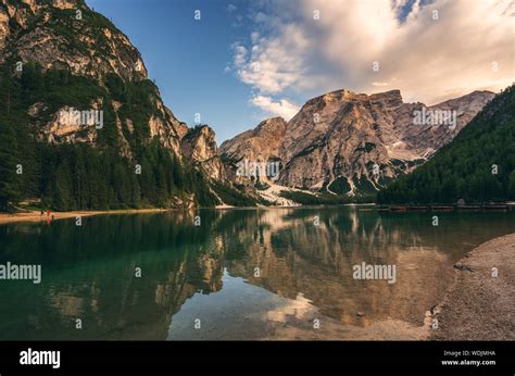Late Summer At The Lake Prags Italy Stock Photo Alamy