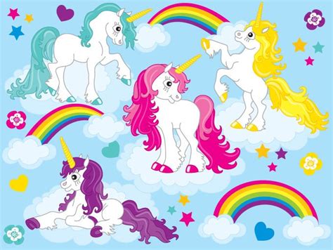 Rainbow Unicorn Clipart Set By Doodle Art Thehungryjpeg