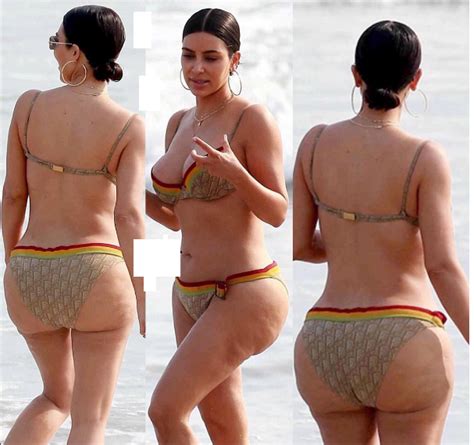 Kim Kardashians Butt Fades Out In Her New Bikini Photos On A Mexican