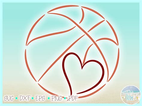 Basketball With Heart Sports Enthusiast Svg Dxf Eps Png Pdf