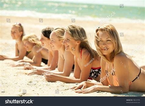 Photo Several Girls Bikini Lying On Stock Photo Shutterstock