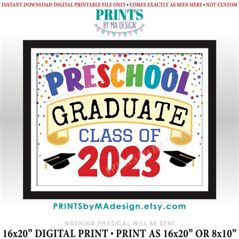 Preschool Graduate Sign Class Of 2023 Preschool Graduation Etsy