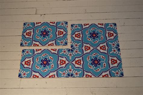 Turkish Iznik Handmade Tile Wall Decor Set Of Four Cmx Cm Etsy