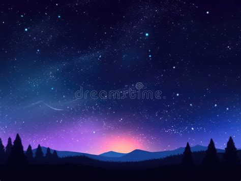 Night Sky Stars Milky Way Blue Purple Sky In Starry Night Over