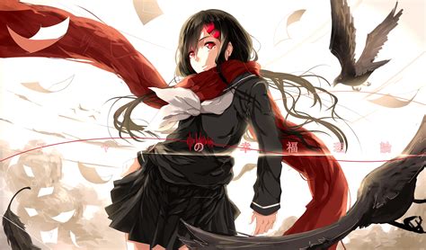 Wallpaper Illustration Anime Girls Manga School Uniform Crow