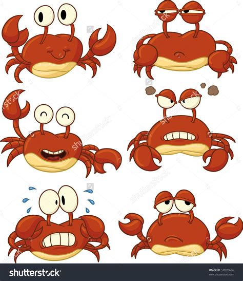 Cute Cartoon Crabs All In Separate Layers For Easy Editing Stock