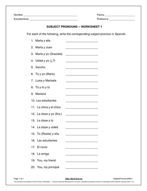 Beginning Spanish Worksheets Free Try This Sheet
