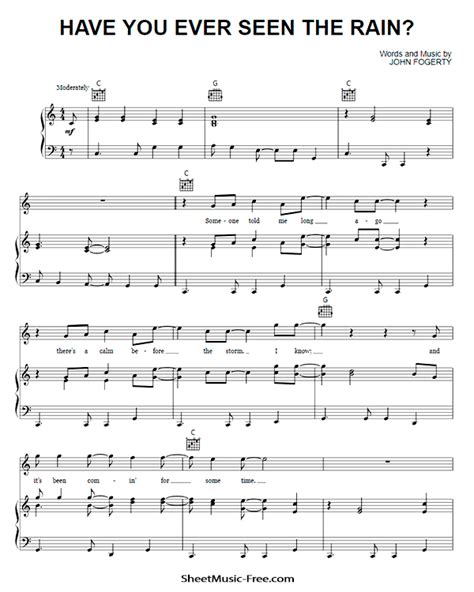 Have You Ever Seen The Rain Sheet Music Creedence Clearwater Revival
