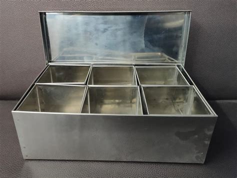 rectangle silver stainless steel masala box for kitchen hotel dhaba langar thickness 0