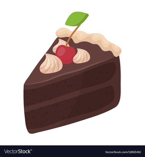 Slice Of Chocolate Cake Icon In Cartoon Style Vector Image