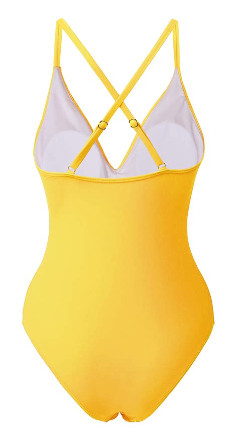 Charmo One Piece Swimsuit For Women Solid Flounce Criss Cross Back
