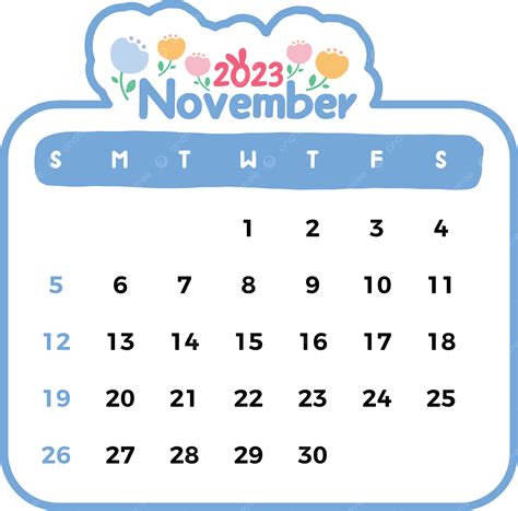 Lindo Calendario 2023 Ilustración Vectorial Png Noviembre 2023