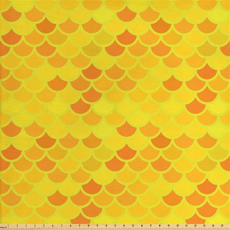 Fish Scale Fabric By The Yard Traditional Japanese Pattern Yellow Fish