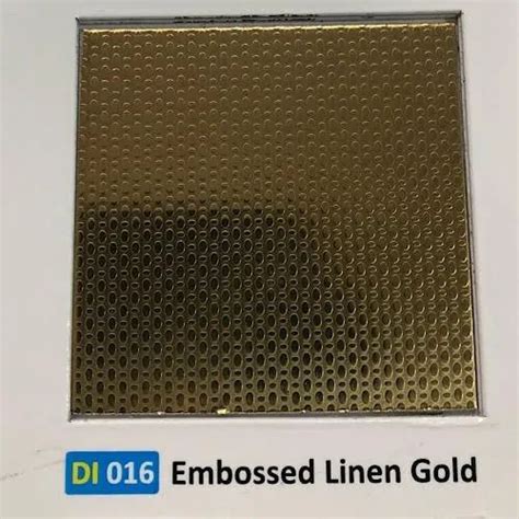 Rectangular Golden Stainless Steel Embossed Linen Gold Finish Sheet