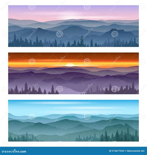 Sunrise At Mountains Sunset Vector Backgrounds Stock Vector