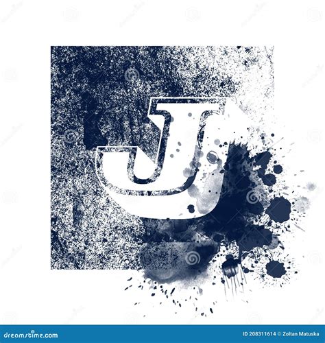 grung design bleu de la typographie de police de lettre de l alphabet j et blanc sale d encre de