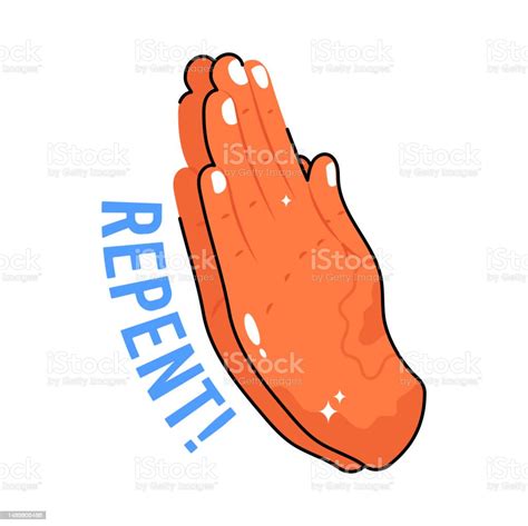 Repent Doodle Vector Outline Icon Eps 10 File Stock Illustration