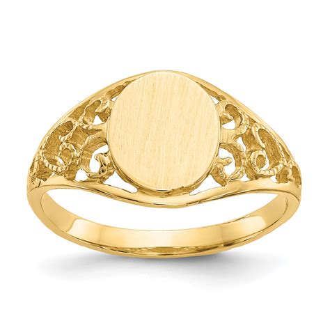 Diamond2deal 14k Yellow Gold Filigree Signet Ring For Womens