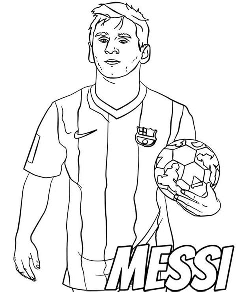 Coloriage Messi Tient Un Ballon Télécharger Et Imprimer Gratuit Sur
