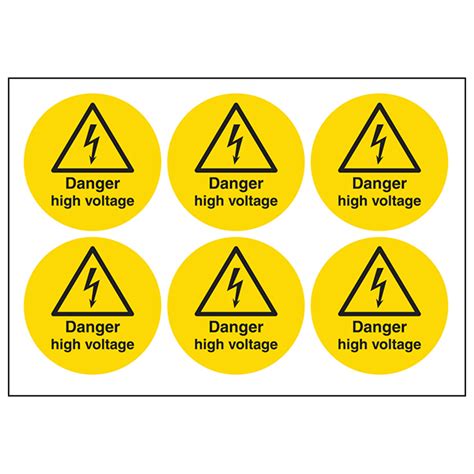 Danger High Voltage Symbols Circular Labels Safety Labels