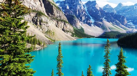 Wallpaper Moraine Lake Banff National Park Rocky Mountains 4k