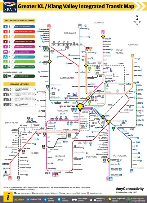 Rail & subway map is a clear and concise route map that features: Klang Valley / Greater Kuala Lumpur Integrated Rail System ...