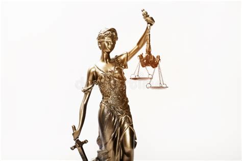 Justice Blindfolded Lady Holding Scales And Sword Statue Obraz Stock
