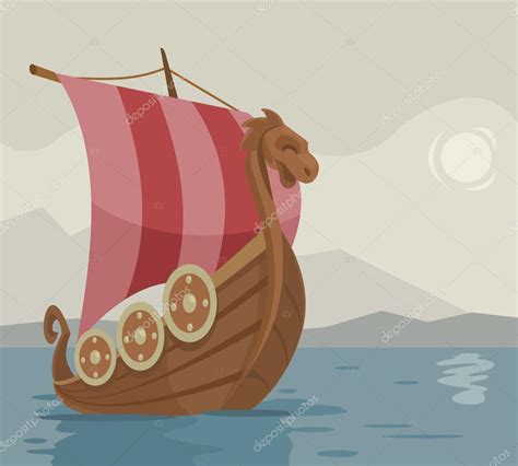 Nave Vikinga Dibujos Animados Vectoriales Ilustración 2022