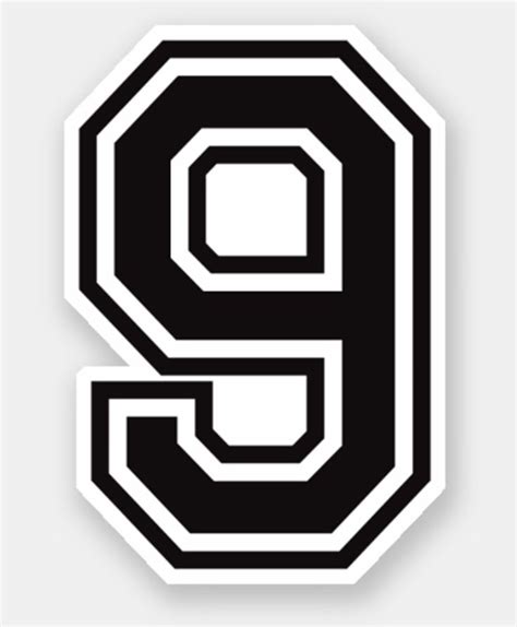 Number Nine 9 Sports College Font Sticker Cool Lettering
