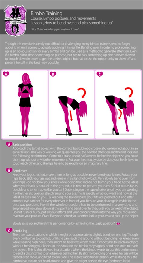 Bimbo Training Bimbo Postures And Movements How To Bend Over And Pick Something Up Pink