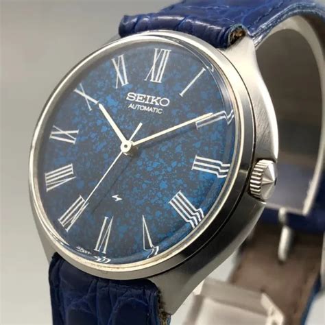 Rare Vintage 1971 Seiko Chariot Automatic Blue Dial Watch From Japan