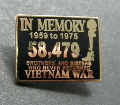 Vietnam War In Memory 1959 1975 Vet Veteran Lapel Hat Pin Badge 1 Inch