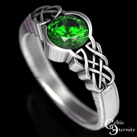 Celtic Emerald Engagement Ring Emerald Solitaire Ring Emerald