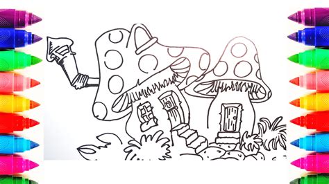 How to draw cute Mushroom house for kids. Drawing and coloring pages. Subscribe and share