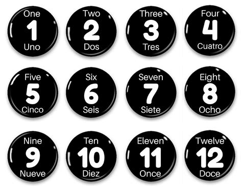 English & Spanish Numbers 1-12 2.25 magnets-set of 12 | Etsy in 2021