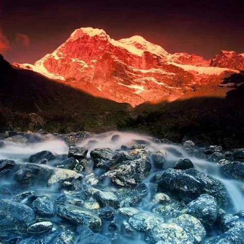 Sunrise In The Himalayas At A Beautiful Stream Everest Region Nepal