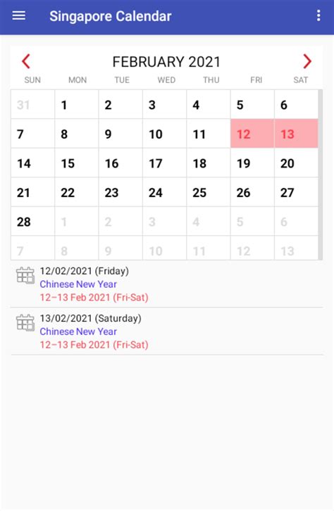 Singapore Calendar 2022 For Android Download