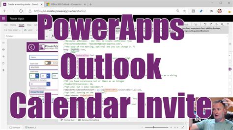 Powerapps Calendar Create Invite Using The Outlook Connector Youtube