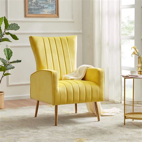 Buy Belleze Velvet Accent Chairs For Living Room Modern Upholstered Wingback Vanity Chair Arm