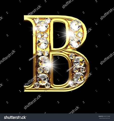 B Isolated Golden Letters Diamonds On Stock Illustration 393572488